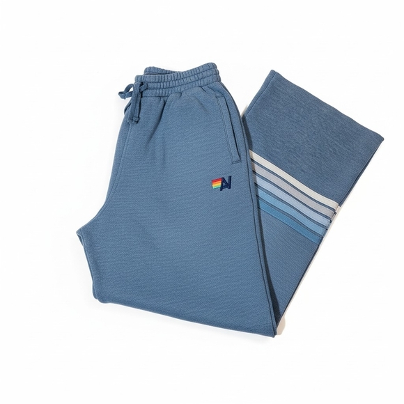 Aviator Nation-  Rugby Stich Wide Leg Sweatpants sz: Small !Sold Out on Website! - Picture 2 of 9